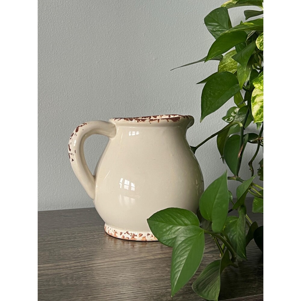 Cream colored Farmhouse Style Ceramic Pitcher